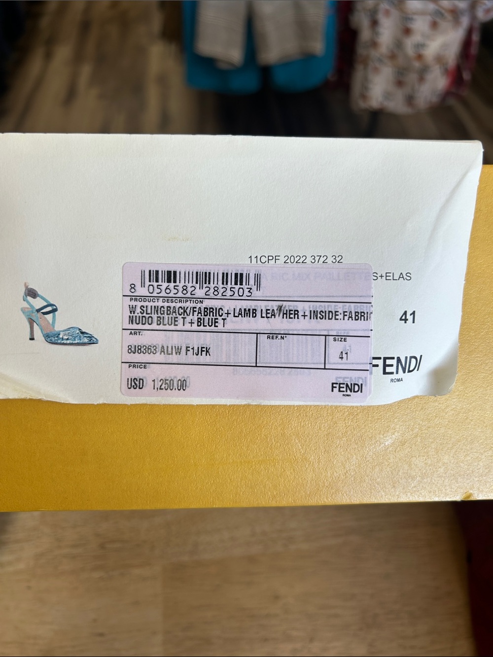 Fendi Turquoise Sequin Slingback Pointed-Toe Heels size 41 US 10 - Picture 6 of 6